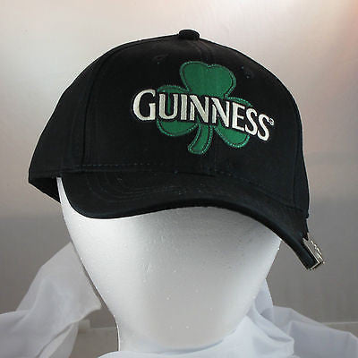 Black Guinness Bill Cap Hat with Built in Bottle Opener