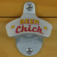 BEER CHICK Starr X Wall Mount Bottle Opener, Sturdy Metal Design