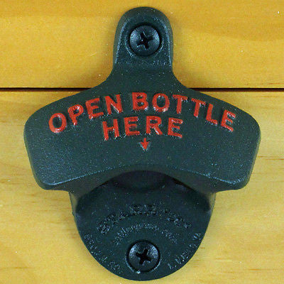 Dark Green Open Bottle Here Wall Mount Bottle Opener