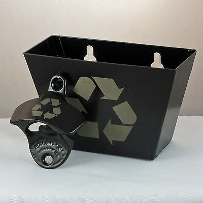 Black Recycle Bottle Opener and cap catcher set