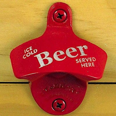 Red Ice Cold Beer Served Here Wall Mount Bottle Opener