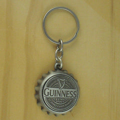 Guinness Bottle Opener Key Chain, Pewter Finish Look Bottle Cap Style