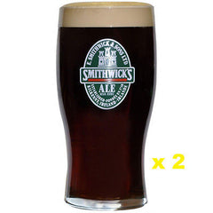 Pair of Smithwick Label Imperial Pint (20oz) Tulip Glasses, High Quality