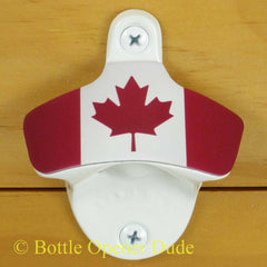 Canadian Flag Starr X Wall Mount Bottle Opener, White Powder Coated Canada