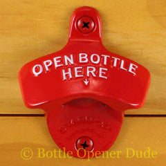 Red OPEN BOTTLE HERE Starr X Wall Mount Bottle Opener - Powder Coated