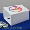 Small White PEACE SIGN Metal Cap Catcher for Wall Mount Bottle Openers